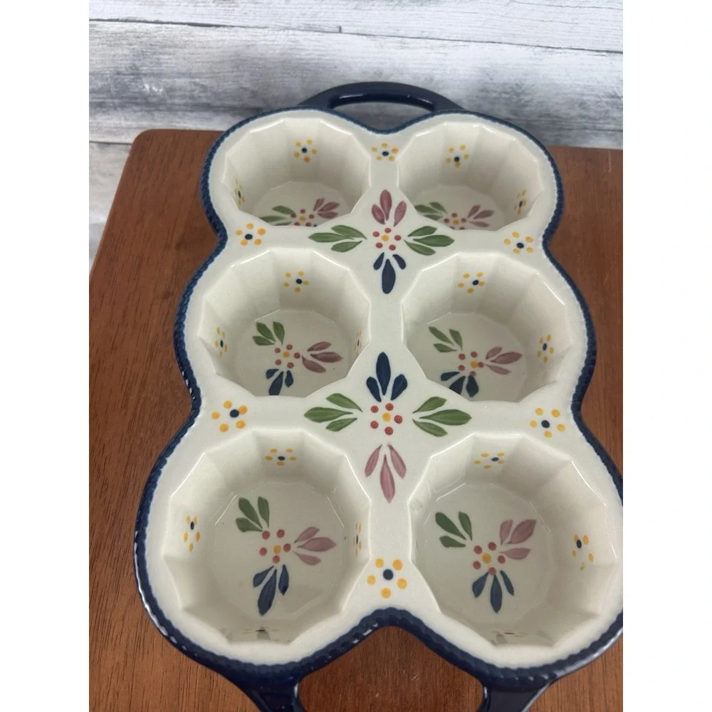 TEMPATIONS BY TARA OLD WORLD BLUE CERAMIC MUFFIN PAN